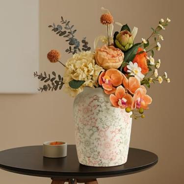 Imagem de Ruckae Vaso de cerâmica vermelho e verde, 15 cm, vintage, chinoiserie, vaso de porcelana retrô rachado com gelo azul e branco para mesa, sala de estar, decoração de banheiro, casamento, decoração de