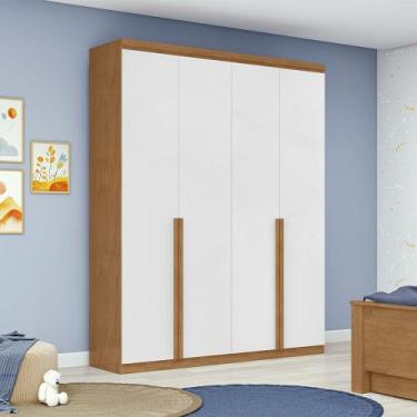 Imagem de Guarda Roupa Alonzo New 4 Portas Lopas, Amendoa Clean/Branco 2.3