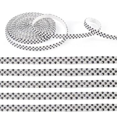 Imagem de FASHEWELRY Adesivos de imitação de pérola branca de 3 metros fita de strass deslumbrante tiras de strass brilhante fita de strass para artesanato, telefone, carro, casamento, formatura, boné