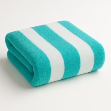 Imagem de U.S. Polo Assn. Toalha de praia listrada Cabana, 91 x 178 cm, mistura de algodão e poliéster, jacquard duplo, veludo (azul-petróleo)