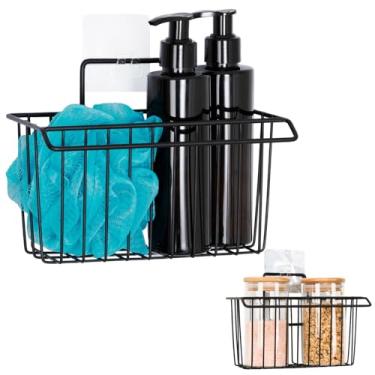 Imagem de Cesto Organizador Em Metal Multiuso com Porta Toalha e Adesivo Fixadores