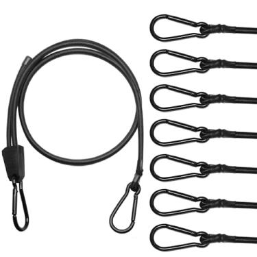 Imagem de Kyuionty Pacote com 8 cabos elásticos ajustáveis de 101 cm com ganchos, tiras elásticas pretas resistentes para carga/bicicleta/bagagem/lonas/barracas