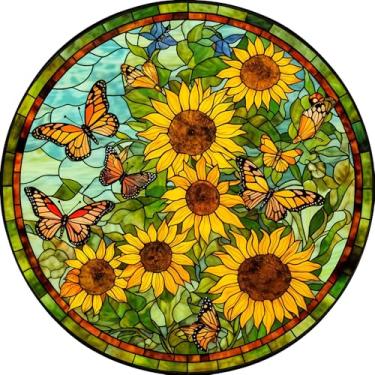 Imagem de Naturelish Quebra-Cabeças De Vitrais De Girassol Para Adultos, 1000 Peças, Quebra-Cabeça Desafiador Para A Noite De Jogos, Família, Amigos, Quebra-Cabeças Redondos De 24 Polegadas De Diâmetro