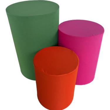 Imagem de Trio de Capa para Cilindro Para Festa Decoração de festa trio capa de cilindro Monte Sua Capa(VERDE BANDEIRA, PINK E LARANJA)