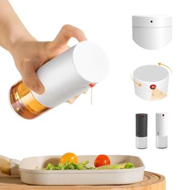 Imagem de LAMASED Conjunto de frascos dispensadores de óleo de vidro - 2 pacotes de 280 ml - Dispensador de óleo de cozinha reutilizável para azeite, vinagre e molho de salada, com controle de fluxo (branco e