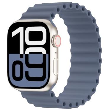 Imagem de Arctime Pulseira de silicone Ocean Solo compatível com Apple Watch Ultra/2 Series SE 10 9, 8, 7, 6, 5, 4, 3, 2 e 1 de 38 mm, 40 mm, 41 mm, 44 mm, 45 mm, 46 mm, 4, 3, 2 e 1