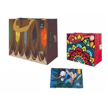 Imagem de Sacolas Ecobag de Ráfia 1 Grande 1 Média 1 Mini Sortido B4U