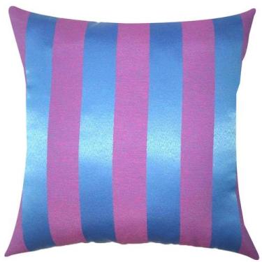 Imagem de Capa de Almofada Jacquard Azul com Rosa 43x43cm - Sua Casa Decor