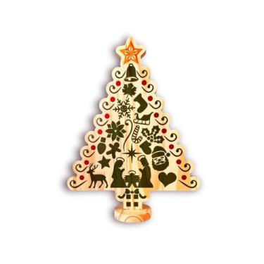Imagem de Arvore de Natal Enfeite Pinheiro Madeira Pinus Decoracao Catolica Cris