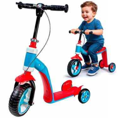 Imagem de Patinete Infantil Andador Com Banco 3 Rodas Azul Meninos - Unitoys