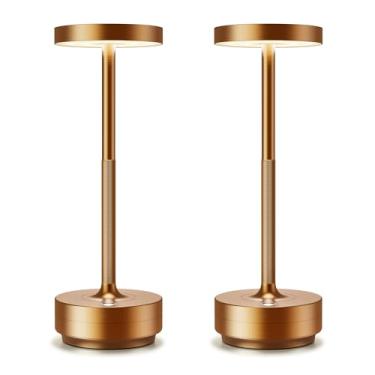 Imagem de ZenithLight Candeeiro de mesa de LED recarregável sem fio – à prova d'água, controle de toque, luz de mesa portátil para restaurante, ao ar livre, acampamento.
