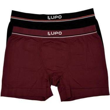 Imagem de Kit 2 Cuecas Lupo Boxer Masculina, GG, Vinho, Preto