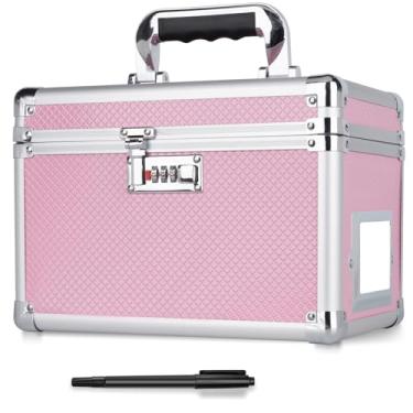 Imagem de LOCKCURX Caixa organizadora de arquivos – caixa de bloqueio com compartimento para etiquetas, caixa de armazenamento com trava, cofre portátil para documentos, medicamentos e objetos de valor - 25 x