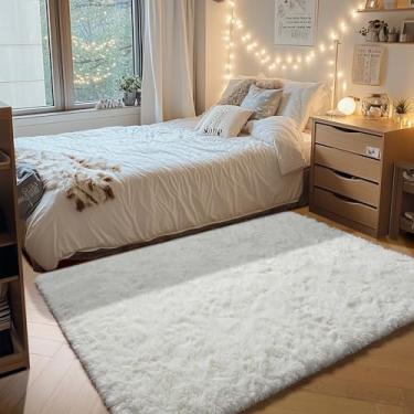 Imagem de ONASAR Tapetes brancos creme para quarto, sala de estar, lavável e fofo, 10 x 15 cm, tapete felpudo macio para berçário, crianças, meninas, adolescentes, dormitório, casa, escritório, estética