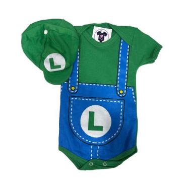 Imagem de Body Bebe Menino Luigi + Boina - Temático Mesversário - R.L, P