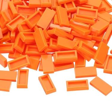 Imagem de PATIKIL 370 Pcs Flat Blocks Bulk, 1x2 Square Orange Classic Tiles Smooth Surface Mini Building Blocks Accessories Compatible Bricks Kits for Building Floor Walls Mosaic Pixel Arts