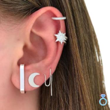 Imagem de brinco ear hook liso em prata 925 tendencia - isa roncari joias