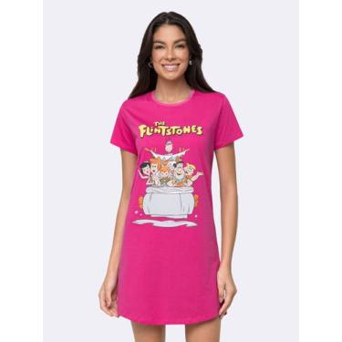 Imagem de Camisola Manga Curta Flintstones Pink Wild - Veggi, Fucsia, M, Feminin