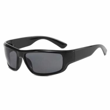 Imagem de Óculos de sol da moda para ciclismo, óculos de sol esportivos femininos, punk, retrô, steampunk, masculino, lentes prateadas, proteção UV400 (preto, cinza)