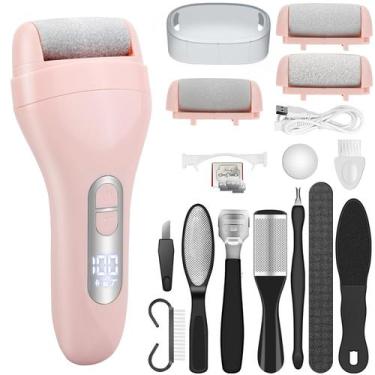 Imagem de Kit de pedicure portátil elétrico Hoxida para remover calos rosa