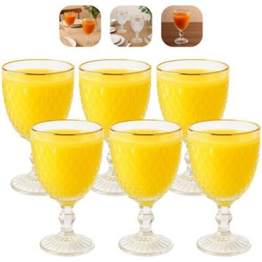 Imagem de Jogo 6 Taças De Vidro Para Água Vinho Suco 325ml Luxo Lyor