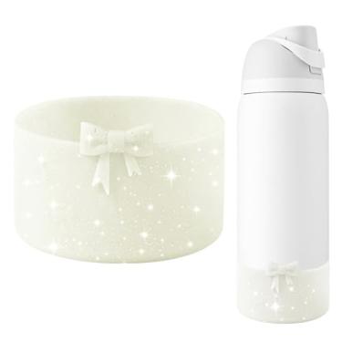 Imagem de GAISHION Bota com laço de silicone com glitter compatível com garrafas de água Owala de 946 ml, capa protetora antiderrapante para garrafas de água de aço inoxidável FreeSip, Twist e Flip - Bege
