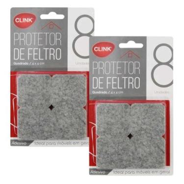 Imagem de Kit Protetor de Cadeira Móveis Feltro Quadrado Adesivo Clink 16 Peças
