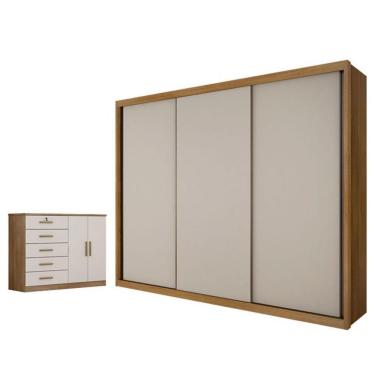 Imagem de Guarda Roupa Casal Palazzo E Cômoda Seul Cumaru 25 Fendi - Novo Horizonte