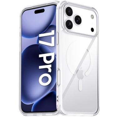 Imagem de Vizvera Capa transparente para iPhone 17 Pro com potência magnética [antiamarelamento][bordas levantadas][design fino] capa protetora à prova de choque para iPhone 17 Pro de 6,3 polegadas 2025