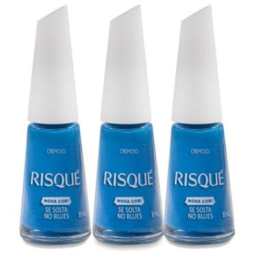 Imagem de Kit 3 Esmalte Risqué Cremoso Nova Cor Se Solta no Blues 8ml