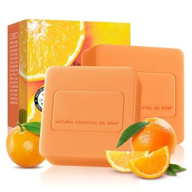 Imagem de AMY'S DIARY Sabonete em barra laranja vegano feito à mão para rosto e corpo, com óleos essenciais premium, rica umidade e limpeza suave para mulheres, 2 pacotes