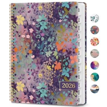 Imagem de Agenda 2026, agenda semanal e mensal, janeiro de 2026 a dezembro de 2026, agenda espiral de capa dura com abas mensais, páginas de notas, perfeito para mulheres e homens, A4 (21,6 cm x 28 cm