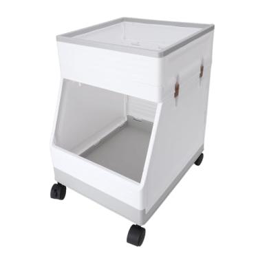 Imagem de aqxreight Carrinho de Utilidade Rolante Com 4 Rodas Carrinho de Armazenamento Móvel de Duas Camadas Multifuncionais para o Escritório da Sala de Estar da Cozinha Escritório