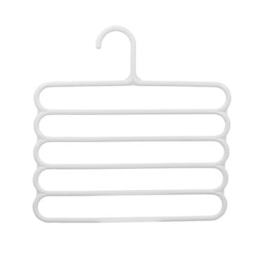 Imagem de Kit 10 Cabides Multiuso Calças Saias Bermudas 5 espaços (Branco)