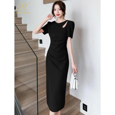 Imagem de Vestido aila com detalhes na manga midi feminino -tamanho m - LARA MOD