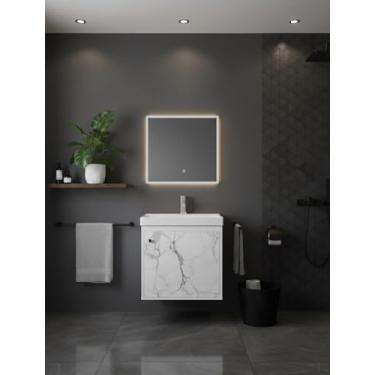 Imagem de Gabinete Armário para Banheiro 40cm MDF com Cuba - Veneto (Branco)