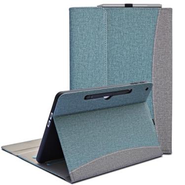 Imagem de SSS·GRGB Capa para Microsoft Surface Pro 12" 1ª geração (2025), capa de negócios de portfólio com vários ângulos de visão, suporte para caneta e estojo compatível com teclado tipo capa (ciano e cinza)