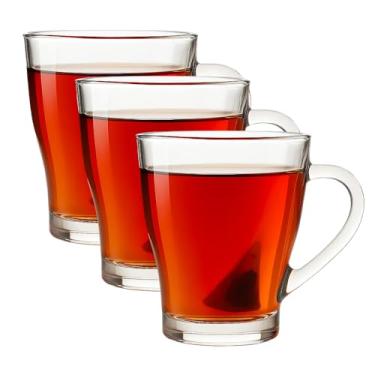 Imagem de Jogo 3 Canecas Xícaras de Vidro 265ml com Alça para Café Cappuccino Expresso Cerveja Chocolate Sucos