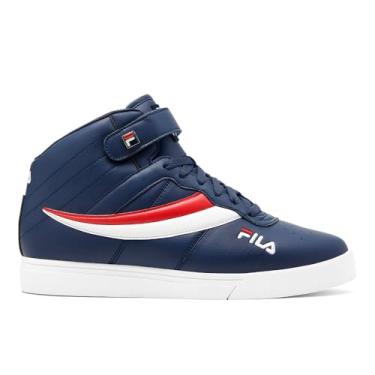 Imagem de Fila Tênis masculino esportivo esportivo casual de cano alto Vulc 13 médio com cadarço, Fila Azul marinho/Fila vermelho/branco, 44 BR