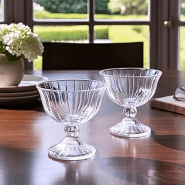 Imagem de Taça para Sobremesa Melina Vidro Canelado Fruta Cor 4 Pçs 200ml