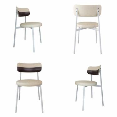 Imagem de Conjunto 4 Cadeiras de Jantar Kyta Tecido Mesclado Est.Branca - Metali