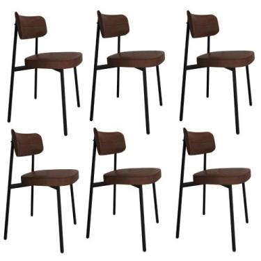 Imagem de Conjunto 6 Cadeiras de Jantar Alloa Revestimento Sintético Est.Preta -