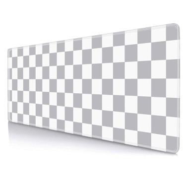 Imagem de SXCKANG Tapete De Mesa Xadrez Cinza Sxckang, Mouse Pad Grande Com Estampa Boho Cinza, Protetor Para Escrita, Decoração Casa E Trabalho, Mousepad Gamer, Computador Escritório Grande, Laptop, 31,5 X 1