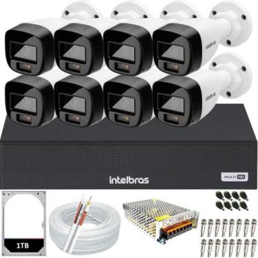 Imagem de Kit 8 Câmeras Intelbras Cftv 1080p Full Color HD 1TB colorido dia e no