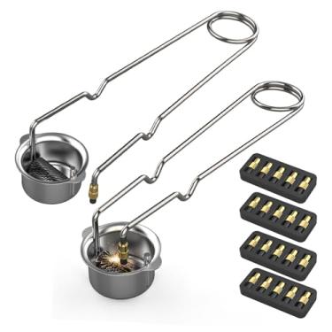 Imagem de Pacote com 2 maçaricos de pederneira simples com 20 pederneiras de substituição – Isqueiro resistente para soldagem e corte (2 arremessadores redondos + 20 pederneiras de substituição)