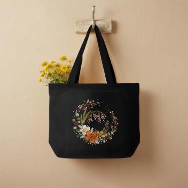 Imagem de ERKOON Kit de bordado de lona para iniciantes, kits de ponto cruz de artesanato floral para adultos, incluindo bolsa de bordado estampada com argolas, agulha, instruções e fios coloridos (flor)