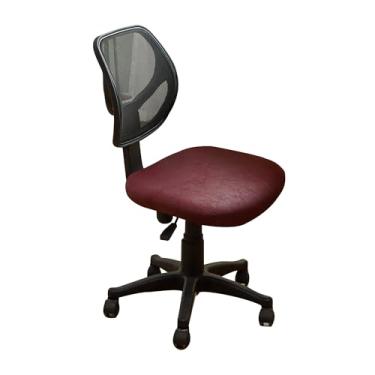 Imagem de EVOLLER Capas de assento de couro para cadeira de escritório de 35,5 a 45,7 cm, 2 peças de capas de assento elásticas quadradas de vinho para almofadas de cadeira de jantar, removíveis, laváveis