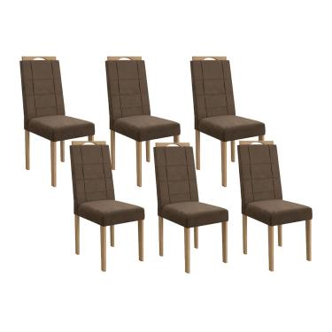 Imagem de Kit 6 Cadeiras Sala Jantar 2CAD150EA 6 Un Eucalipto/Suede Marrom A033 - Kappesberg