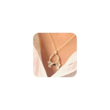 Imagem de Colar com suporte de anel ajustável, pingente banhado a ouro 18 K, 3 a 12 tamanhos, anéis de osso da sorte, colares florais delicados, joias de presente para mulheres, enfermeiras e médicos, Latão