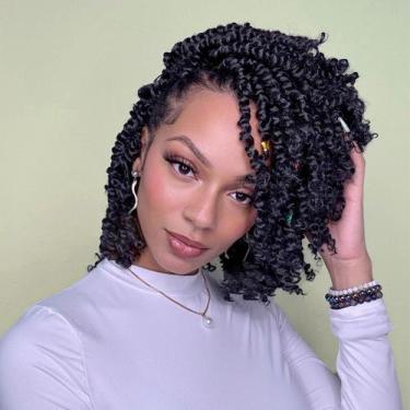 Imagem de Passion Twist Crochet Hair LOSMOEER, 8 pacotes de 20 cm, preto natural